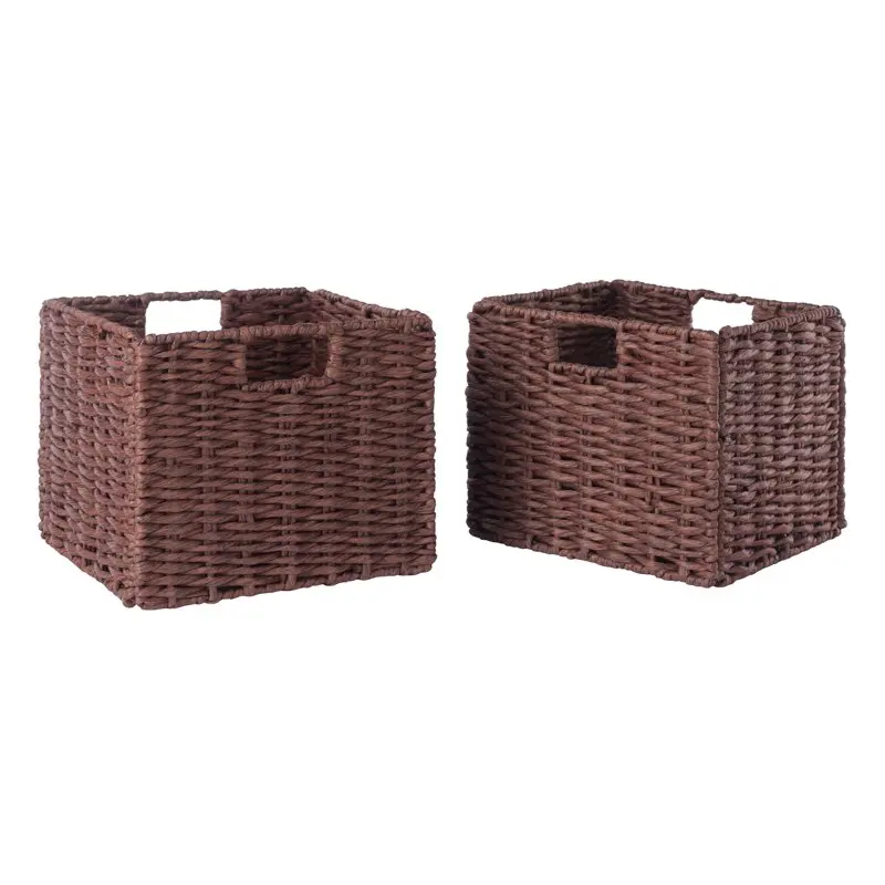 

Wood Tessa 2-Pc Woven Rope Baskets, Foldable, Walnut