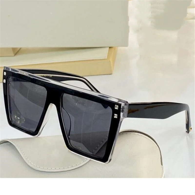 

Shiny large square frame black transparent sunglasses for women Fashion brand glasses luxury Male primitive sunshade mirror