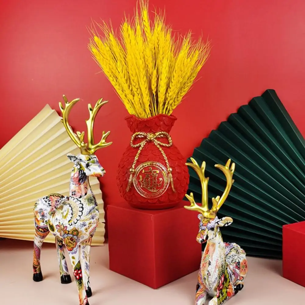 

Traditional Chinese New Year Vase Chinese New Year Resin Blessing Bag Vase Ornament Festive Decoration for Luck Prosperity Lucky
