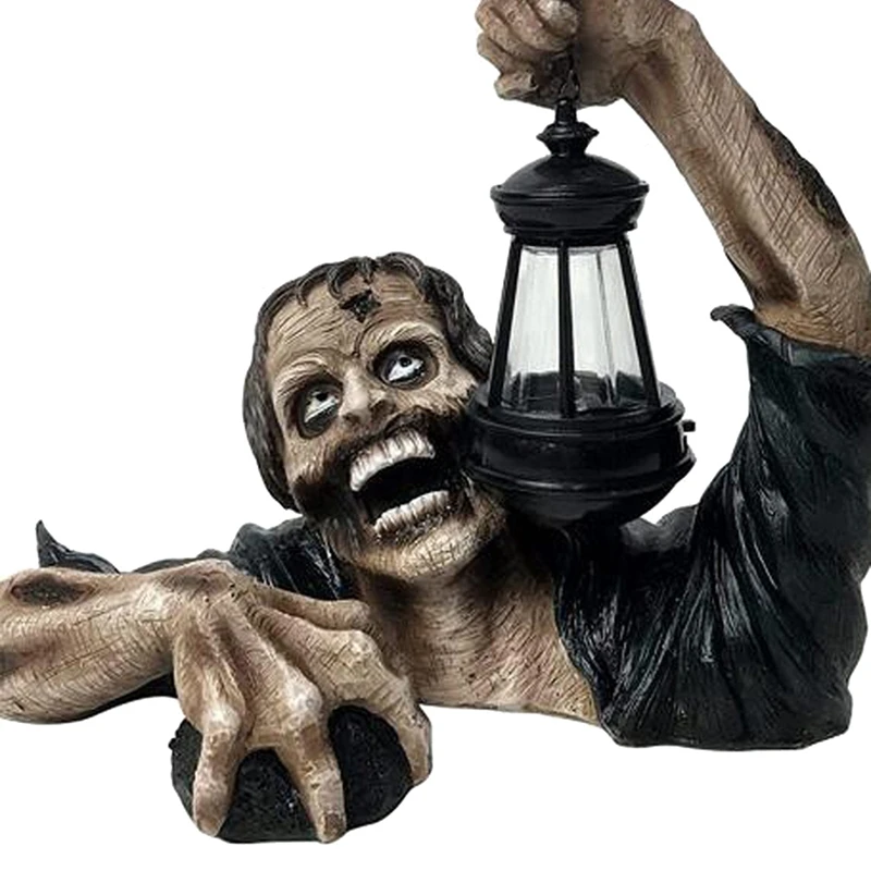 

Creative Lantern Zombie Terror Halloween Outdoor Decor Garden Zombie Statue With Battery Lantern Zombie For Yard