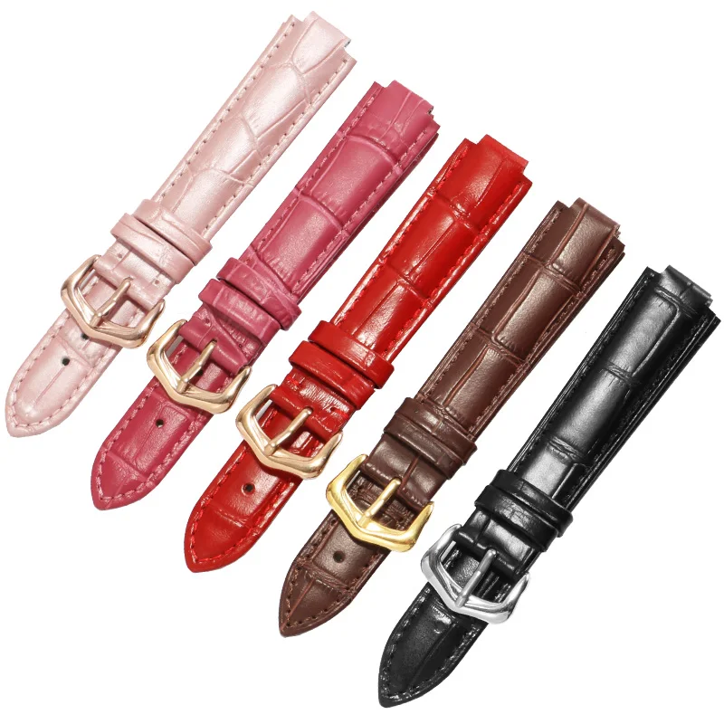 Replace The Cowhide Strap With The Blue Balloon Series 14/16/18/20/22mm Needle clasp Convex Interface Leather Watchband