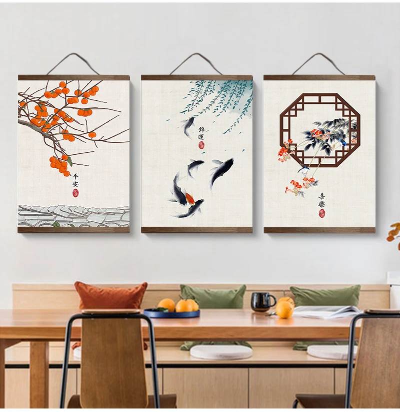 Настенная роспись на заказ в китайском стиле с зелеными растениями |