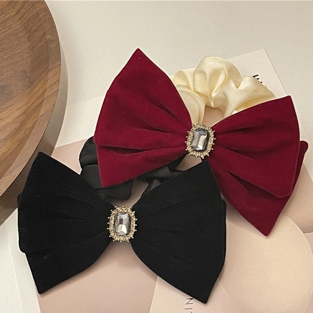 

Elegant Silk Elastics Hair Band Solid Bow Scrunchies for Women Girl Ponytail Holder Hair Rope Korean Hairband Hair Accessoires