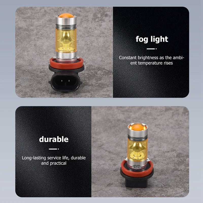 2 X светодиодные лампы высокой мощности 100 Вт H8 H11 желтая противотуманная лампа 2828