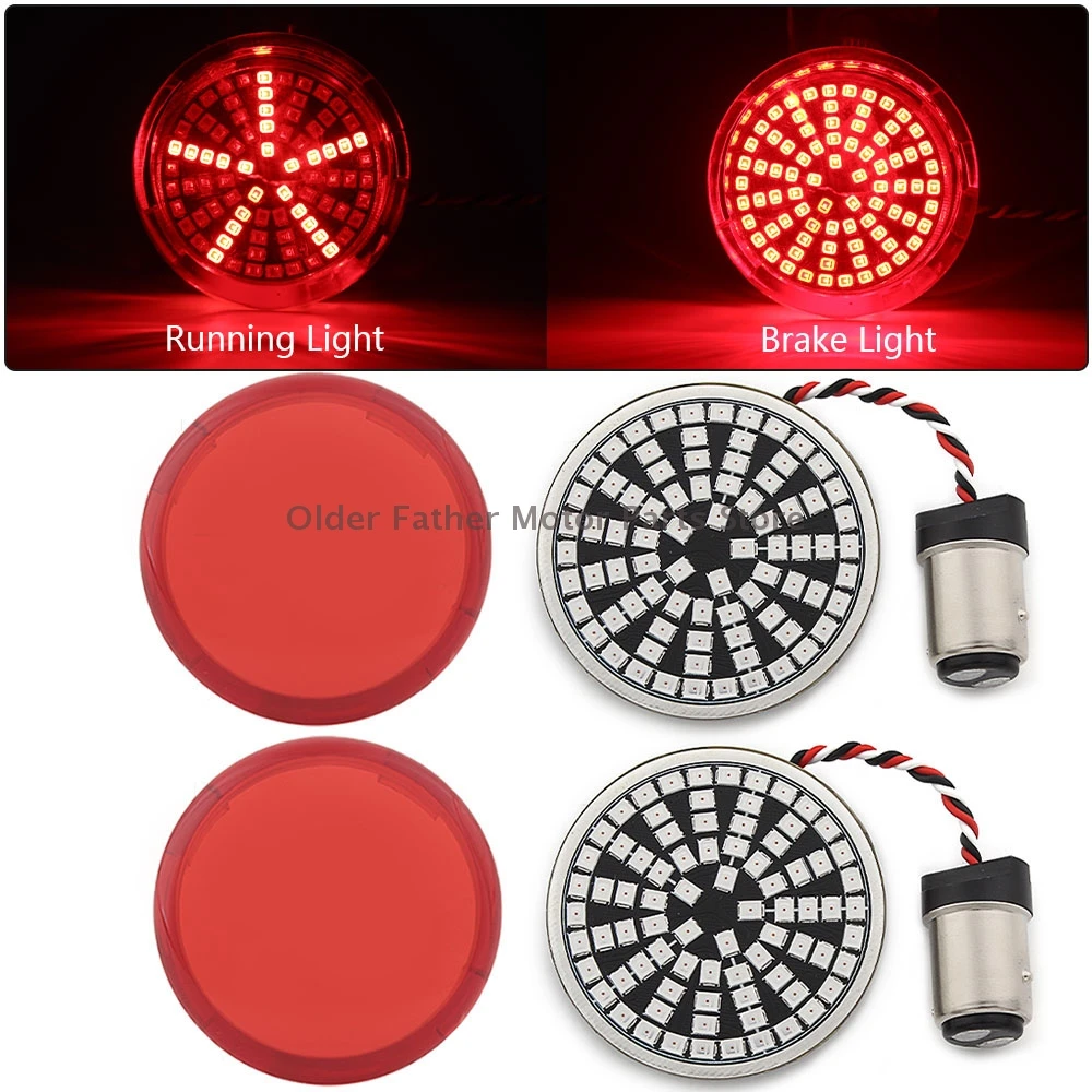 

2" Red lens Motorcycle Rear Running Light Indicator Brake Light 1157 LED For Harley Touring Electra Glide Sportster Dyna 2011-17