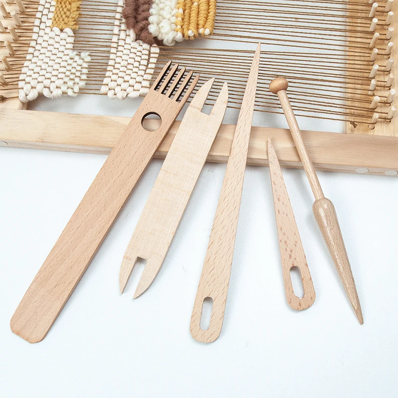 

5pcs/6pcs/9pcs Weaving Loom Tools Set Wood Knitted Crochet Needle Gifts for Kids Log Yarn Dyeing Machine Small Accessory Set