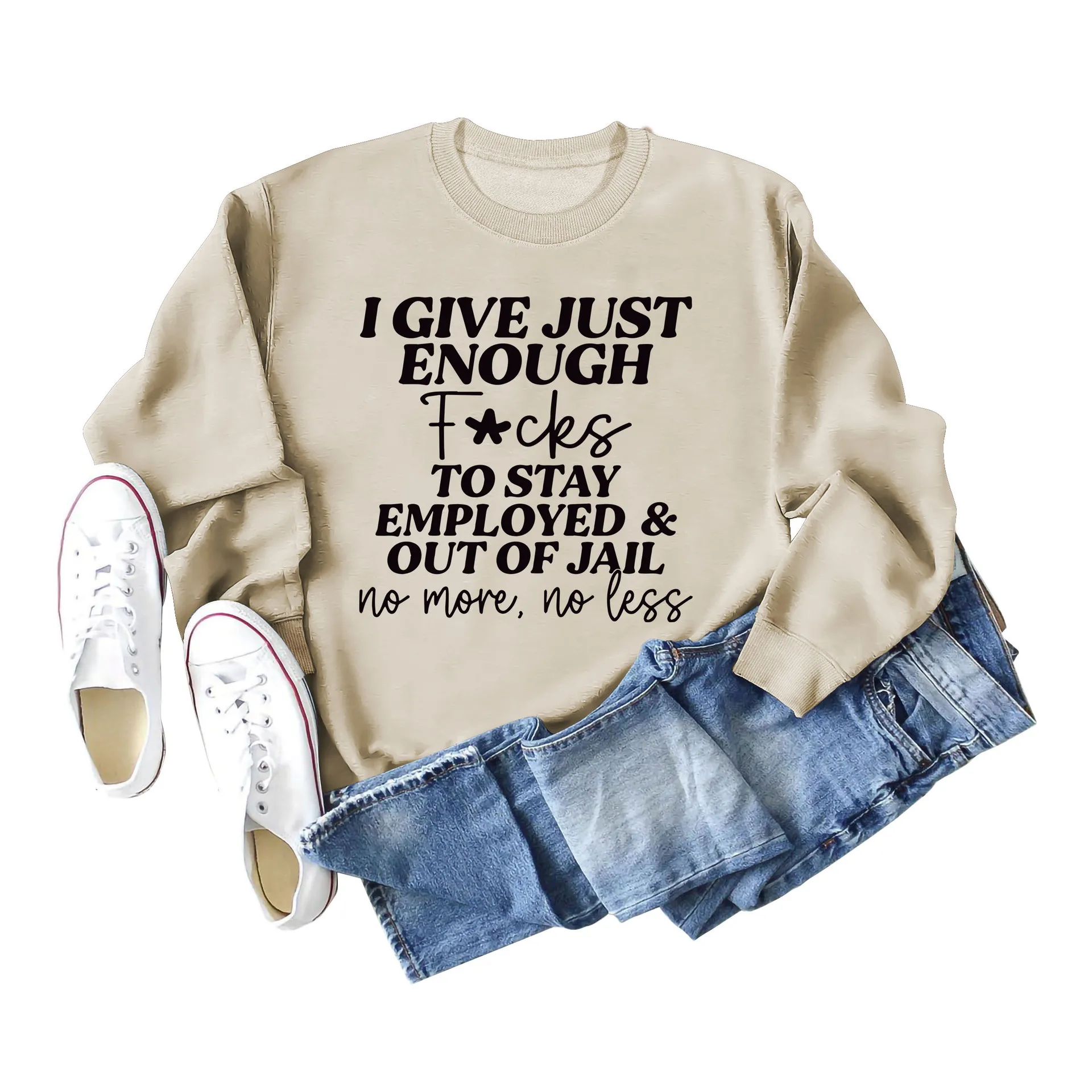 

I GIVE JUST ENOUGH Facks TO STAY Women's Long Sleeve Sweatshirt Women Clothing