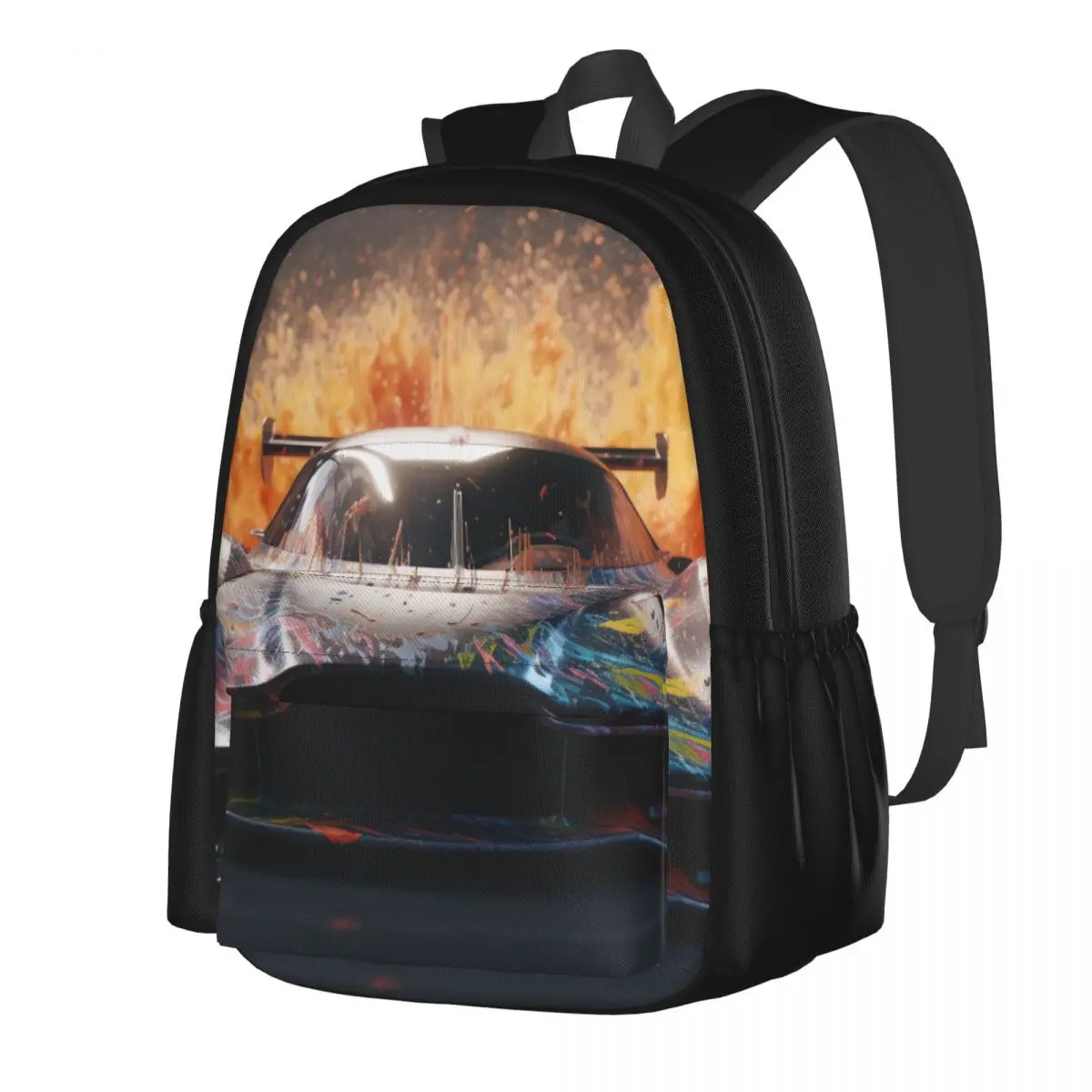 

Dazzling Sports Car Backpack Male Liquid Splash Explosion Pattern Backpacks Aesthetic High School Bags Sport Custom Rucksack