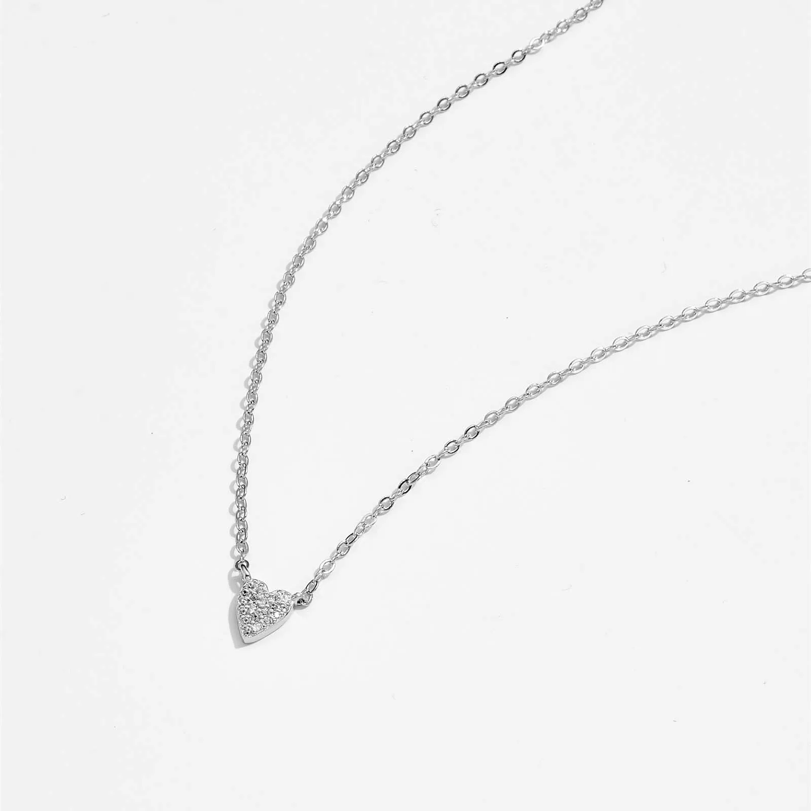 ANDYWEN серебро 925 пробы циркон кулон в форме сердца ожерелье длинная цепочка виде