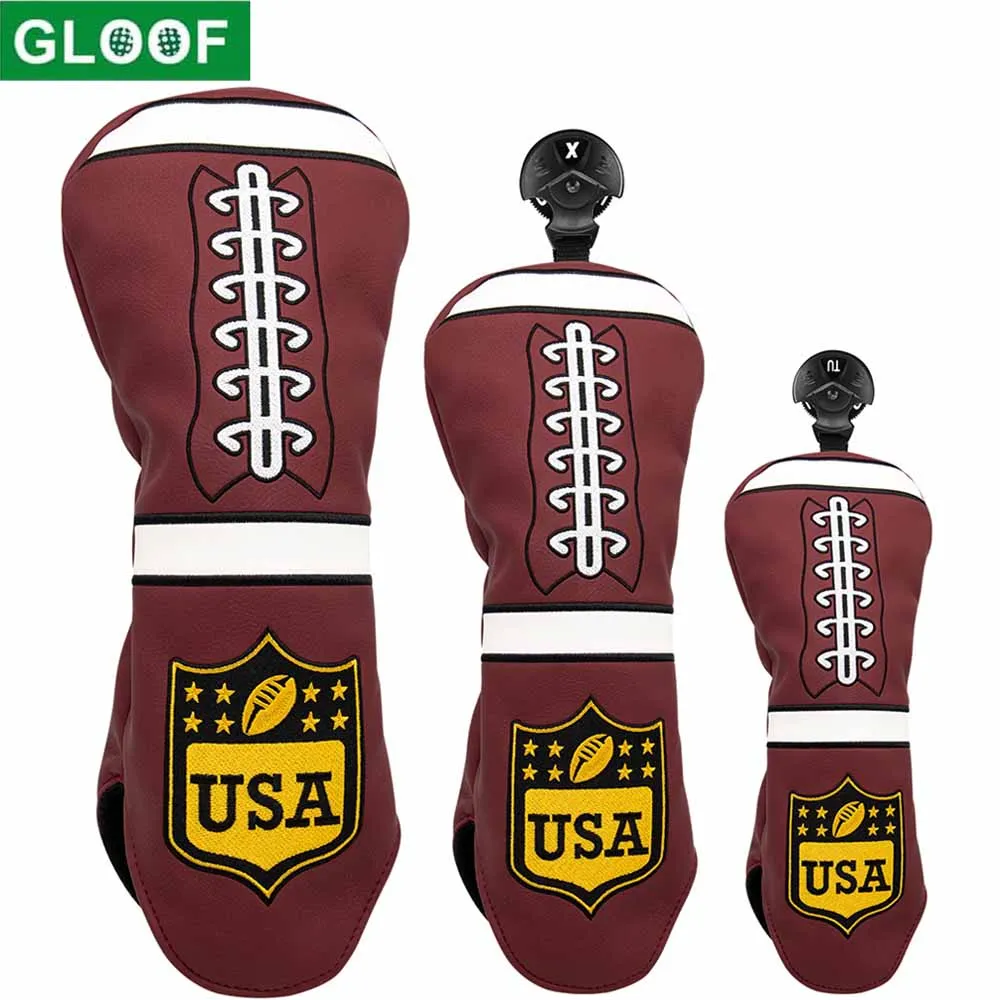 

USA Golf Head Covers for Driver&Fairway Woods -PU Leather Headcovers,L shape putter sleeve,Designed to Fit All Woods and Drivers