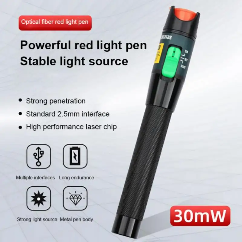 

30 Kilometers Of Fiber Optic Test Pen Red Light Source Pass Pen Light Pen Type 30MW Detection (without Battery)