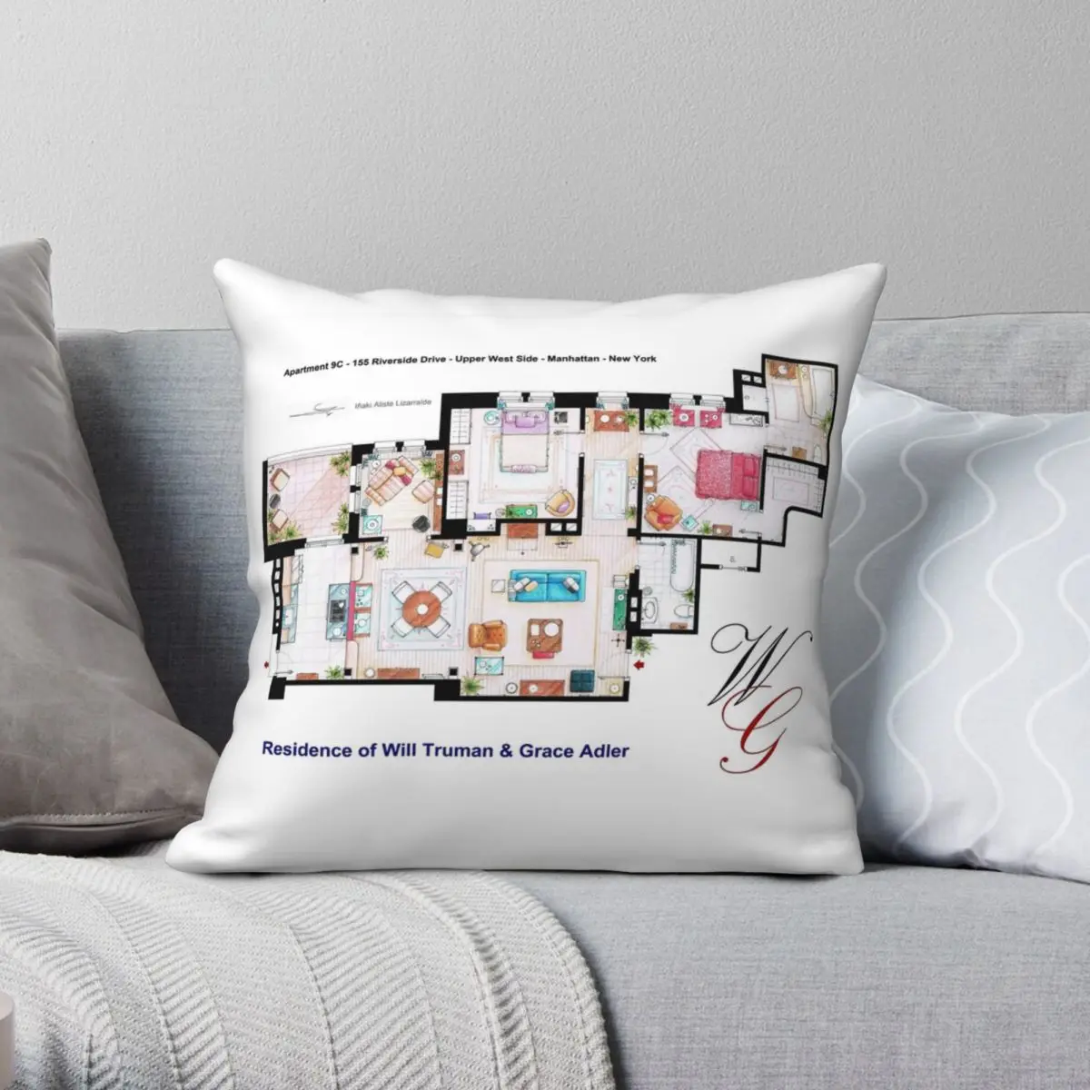 

Apartment Of NewYork Pillowcase Polyester Linen Velvet Pattern Zip Decorative Throw Pillow Case Sofa Seater Cushion Case