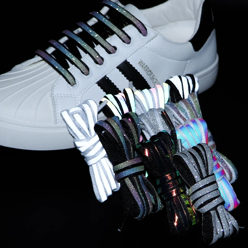 

Светящиеся полукруглые шнурки плоские круглые светоотражающие шнурки разноцветные звездные лазерные шнурки для спортивной обуви баскетбольные кроссовки