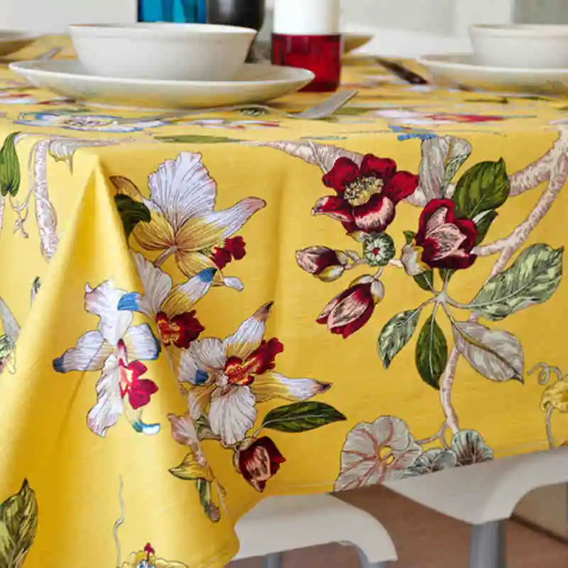 

Europe Retro Table Cloth Floral Printed Rectangular Table Cover Lace Edge Tablecloth for Wedding Hot Sale