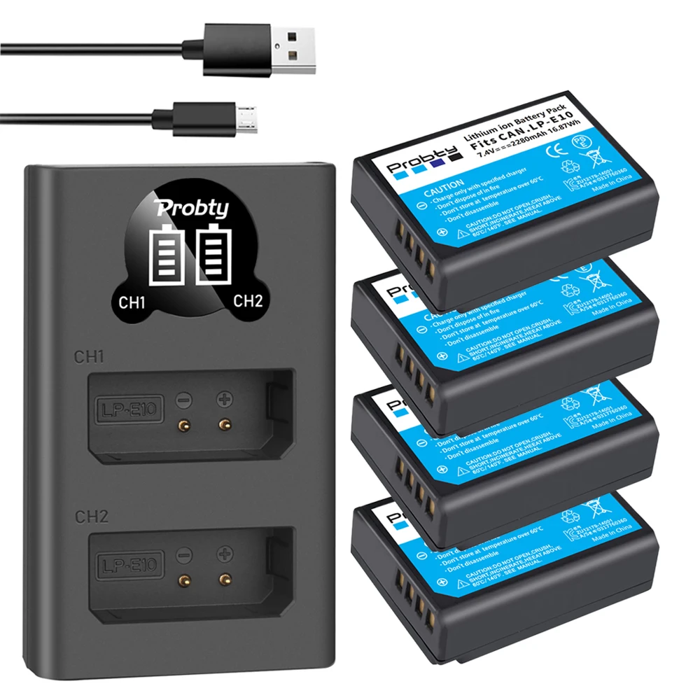 Аккумулятор для Фотоаппарата Canon EOS 1100D 1200D 1300D 2000D 4000D Rebel T3 T5 T6 KISS X50 X70, 2280 мАч