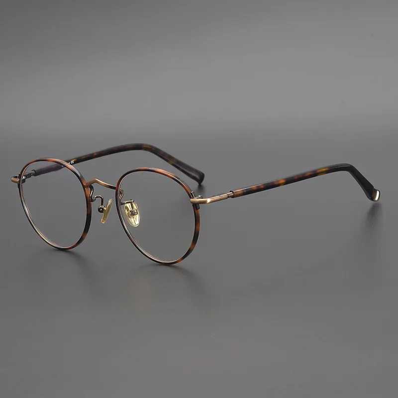 

Japanese Art Handmade Round Glasses Frame Retro Style Pure Tiantium Prescription Myopic Glasses