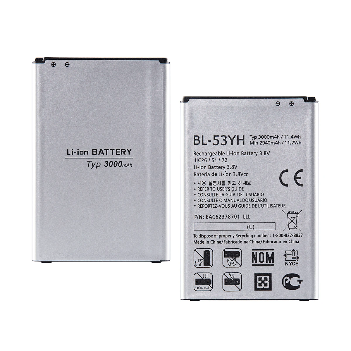 Оригинальный аккумулятор для LG Optimus G3 D850 D851 D855 LS990 D830 D856 D690 VS985 F400 3000 BL 53YH |