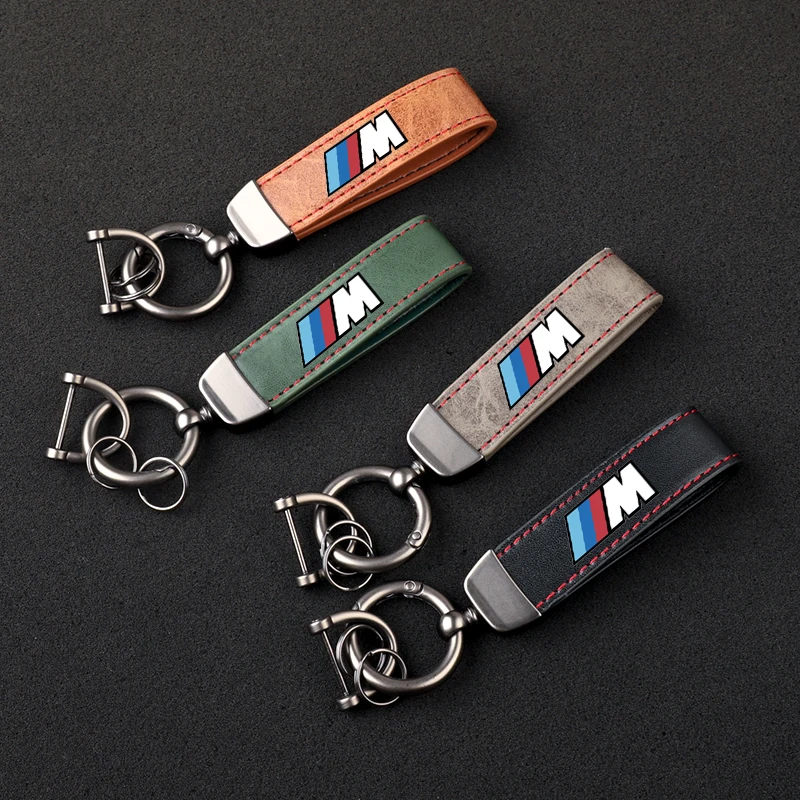 

Leather carbon fiber car keychain zinc alloy key ring for M Power X5 X3 E46 E60 E90 E92 E91 E39 F10 F20 F30 F40 car accessories