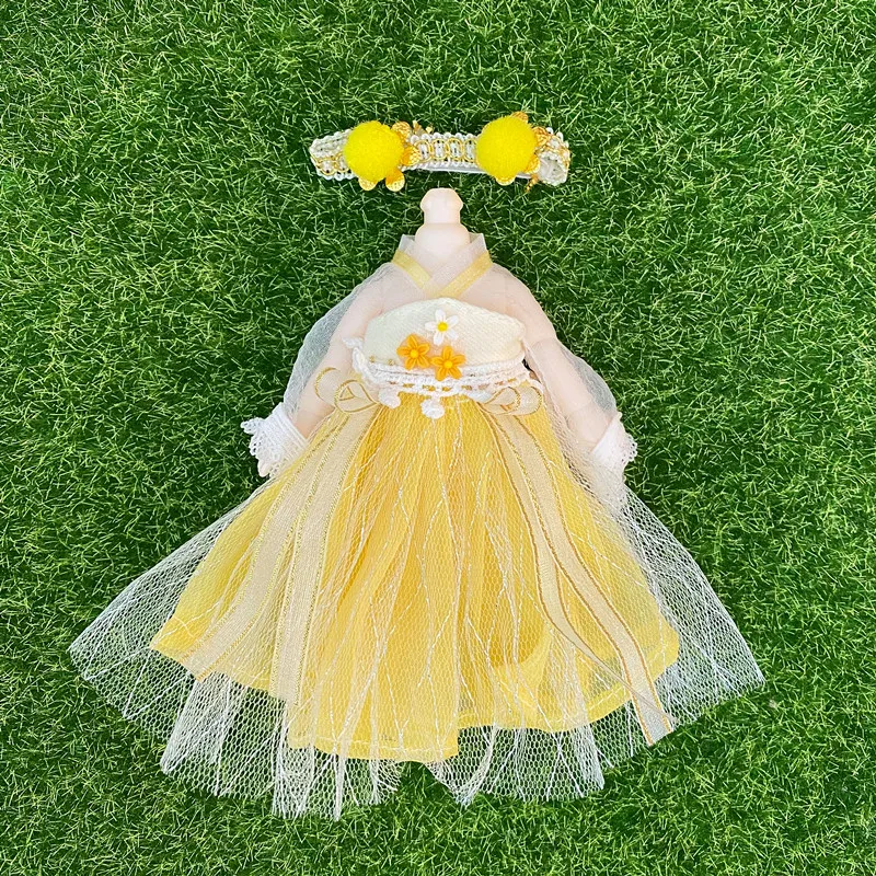 

New 12cm Bjd Dress Changing Set 16cm Ob11 Doll Antique Hanfu Clothing Accessories for Children's Best Gift DIY Girl Toy Gift
