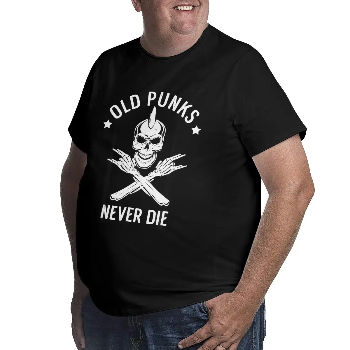 Футболки Old Punks Never Die Plus Size для больших и высоких мужчин хлопковые футболки с