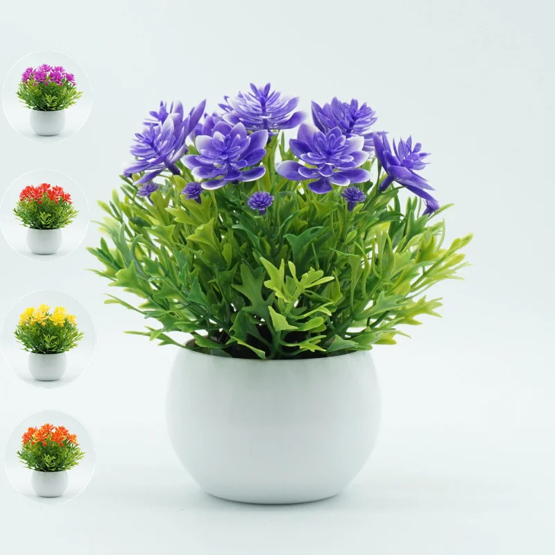 

1Pcs Artificial Plants Green Bonsai Small Four Seasons Tree Craft Fake Flower Potted Decorative For Home Hotel Garden Decoration