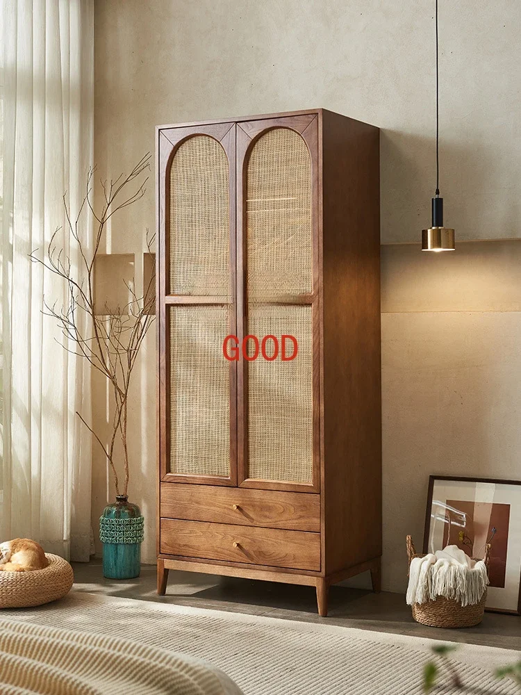Шкаф из ротанга в скандинавском стиле простой современный шкаф массива дерева