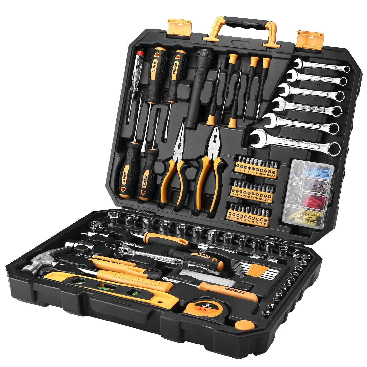 

Новый набор инструментов 208 шт. по низкой цене, общий бытовой набор ручных инструментов, ящик для инструментов для ремонта автомобиля с плас...