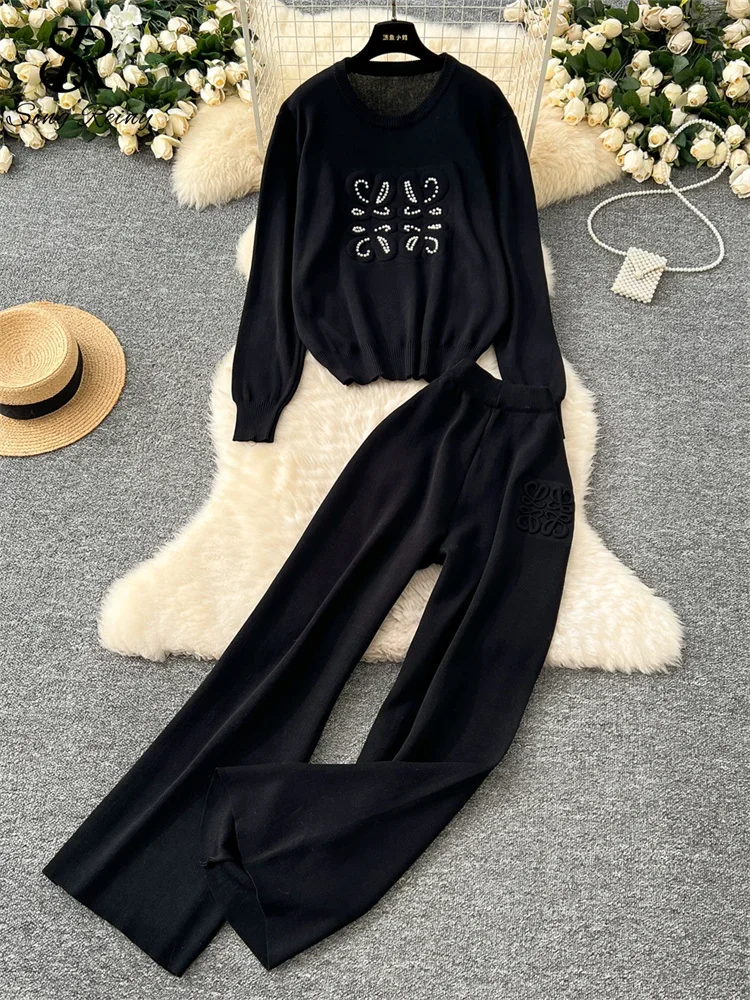 SINGREINY модные повседневные костюмы из 2 предметов с круглым вырезом и длинными