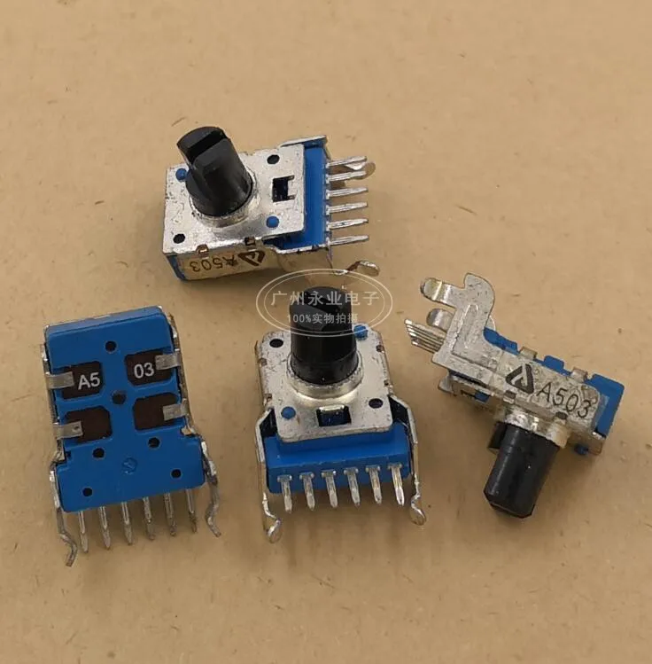 Роторный потенциометр RK12, двойной 6-футовый горизонтальный A50K A503 с ручкой 7 мм, с регулировкой громкости звука, 2 шт.