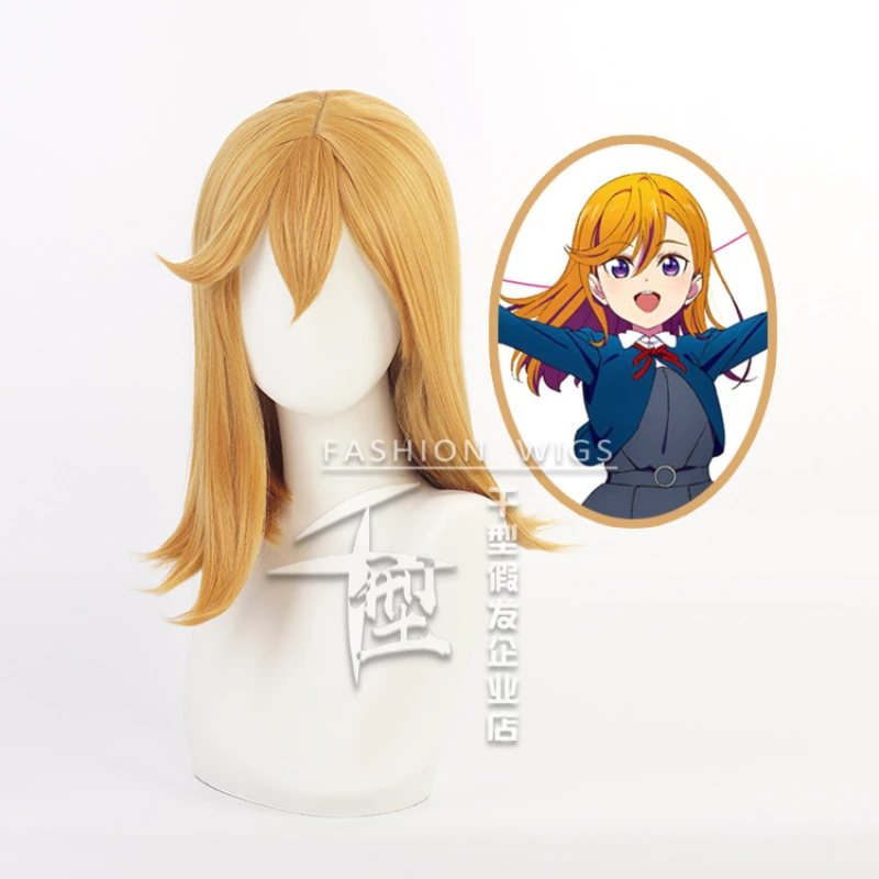 

Аниме Love Live!Super Star! Liella! Парик для косплея Shibuya Kanon, термостойкие синтетические волосы смешанного цвета желтого цвета, парики для косплея на Хэ...