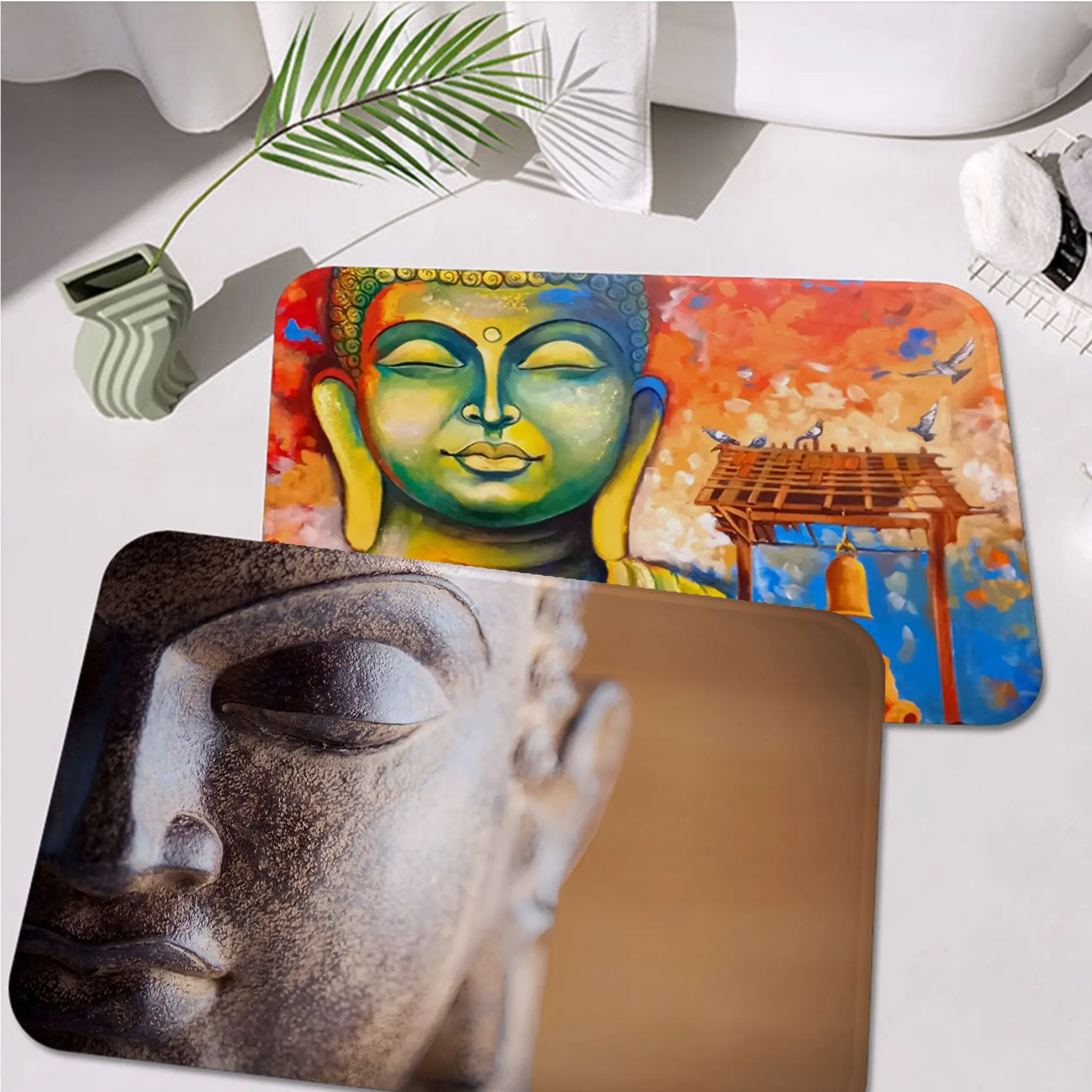 

Galactic Gautama Buddha Budha Floor Carpet Retro Multiple Choice Living Room Kitchen Rug Non-Slip Bedside Area Rugs