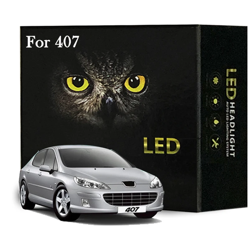 

Led Interior Light Kit For Peugeot 407 SW Sedan Coupe 2004-2011 LED Bulbs License Plate Light Canbus No Error