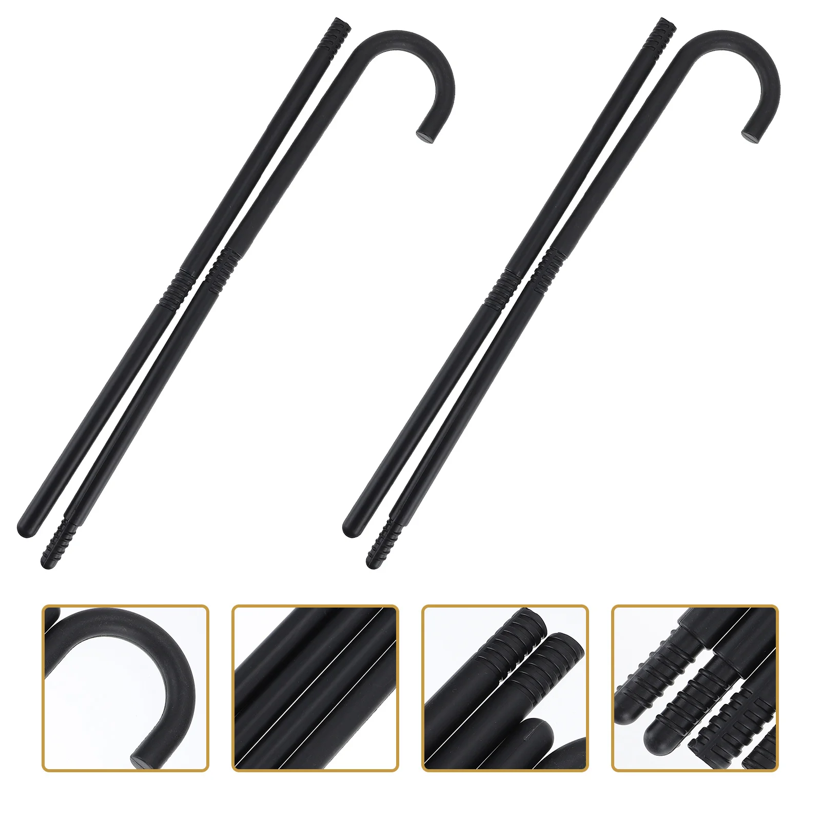 

2 Pcs Crutches Adults Party Props Halloween Wands Kids Performance 100XX1.8X1.8CM Trick Gifts Black Plastic Work