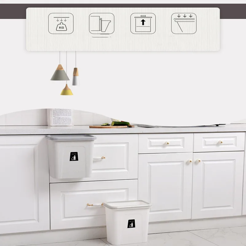 

Kitchen High-Quality Plastic Coverless Wall-Mounted Trash Can Classification Storage Hanging Cabinet Door Large Storage Artifact