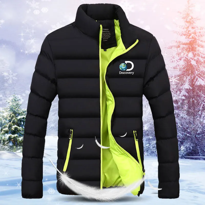 Chaqueta de plumón para hombre de color sólido a prueba de viento, ropa de algodón para montar, moda de otoño e invierno