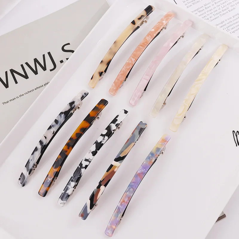 

Women Fashion Leopard Acetate Geometric Hair Clips Vintage Hairpins Long Barrettes All Match Fashion Hair Accessories Gifts