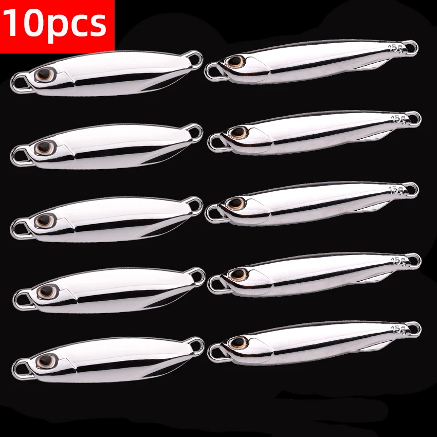 

10Pcs Plating DUO Metal Jig Lure 7g 10g 15g 20g 30g 40g 60g 80g Jigging Lure Silver Fishing Lure Saltwater Lures Without Hook