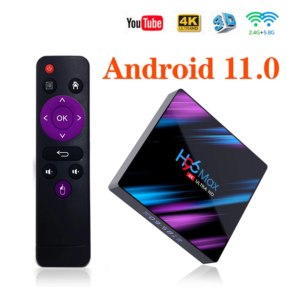 

H96 MAX RK3318 Smart TV Box Android 11 4G 64GB 4GB 32GB 4K Youtube Wifi Media Player H96MAX TVBOX Android10 2G 16G Set Top Box