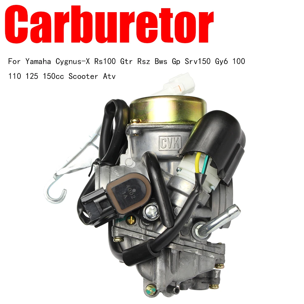 Фото Карбюратор для мотоцикла Carb, электрический дроссель для Yamaha Cygnus-X Rs100 Gtr Rsz Bws Gp Srv150 Gy6 100 110 125 cc, Скутер Atv №1