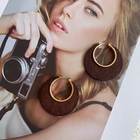 new vintage round wood drop earrings for women brincos square geometric dangle earring 2022 statement fashion jewelry gift