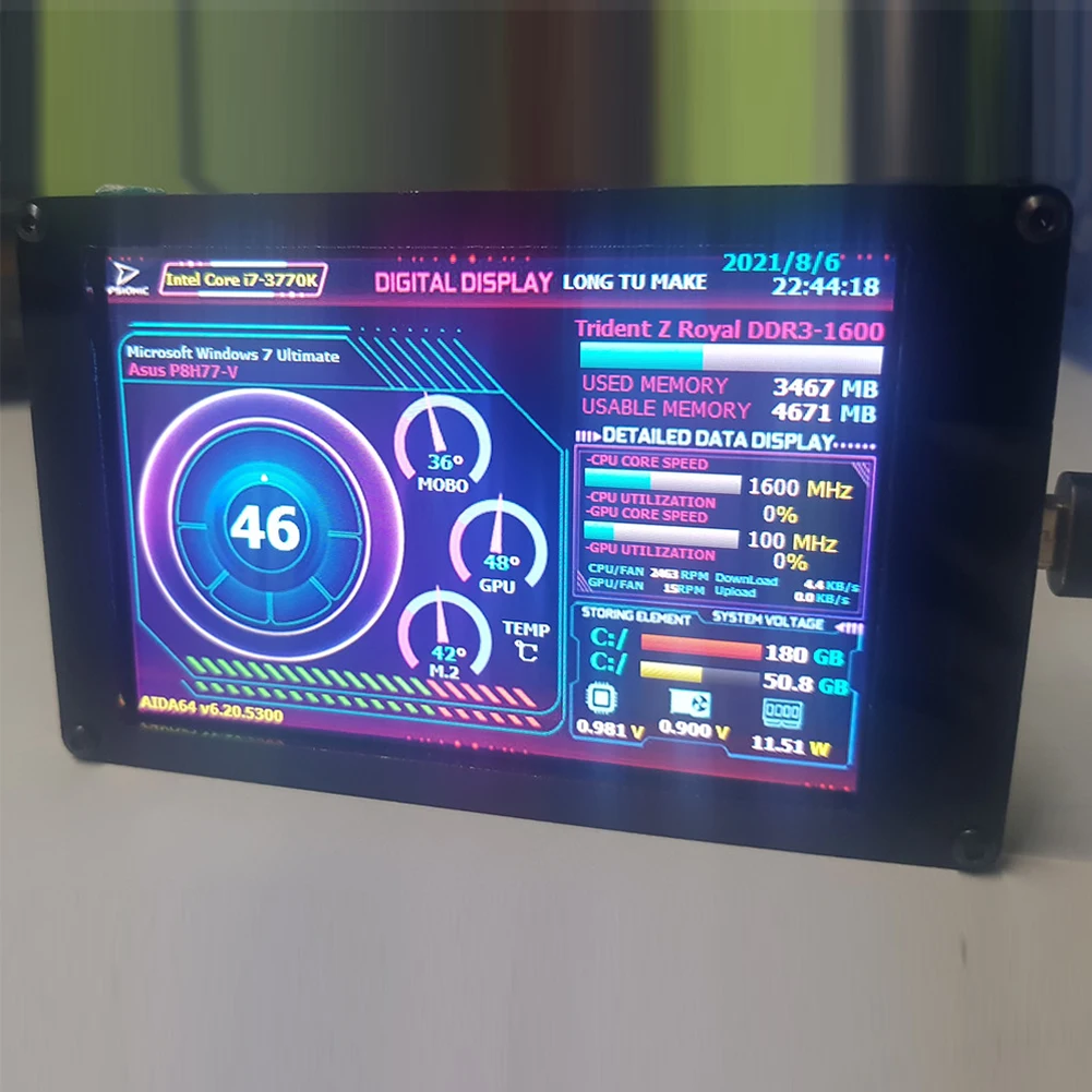 

Двойной USB вторичный дисплей 3,5 дюйма IPS DIY компьютер вторичный экран ЦП GPU RAM HDD акриловый для WINDOWS LINUX Raspberry Pi