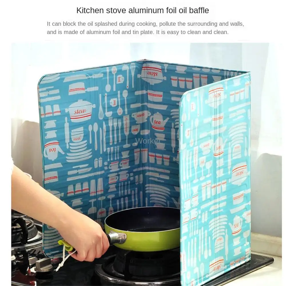 

Kitchen Large Printed Oil Baffle Board For Gas Stove Oil-Proof Aluminum Foil Baffle For Stir-frying Heat Insulation Splash-Proof