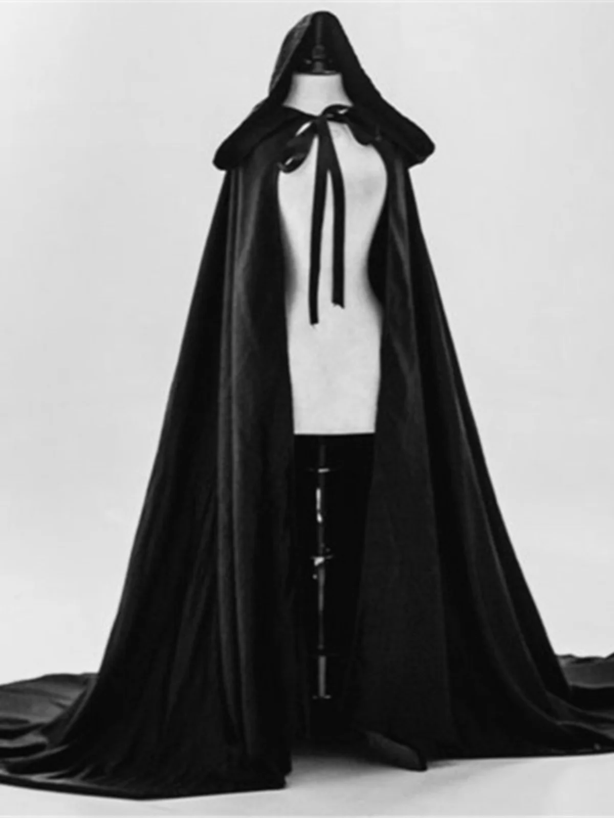 Новая черная накидка больших размеров бархатное пончо шаль с капюшоном на