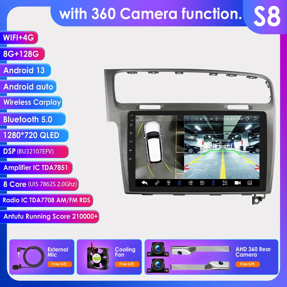 

Hizpo Octa Core 2din Авторадио для VW Volkswagen Golf 7 2013-2017 Автомобильный радиоприемник Мультимедиа GPS CarPlay Android Auto QLED 4G LTE WIFI