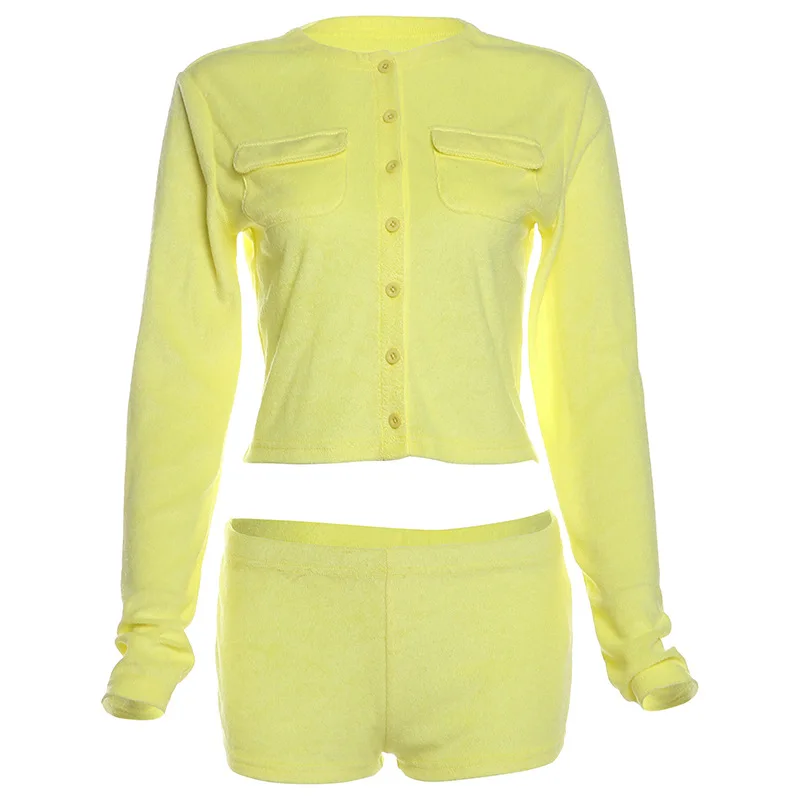 Кардиган с длинным рукавом короткий топ открытым животом шорты пикантный