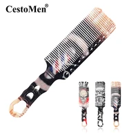 cestomen hair comb carbon fiber clipper comb professional hair brush personalized pattern barbershop hairdressing flat top comb