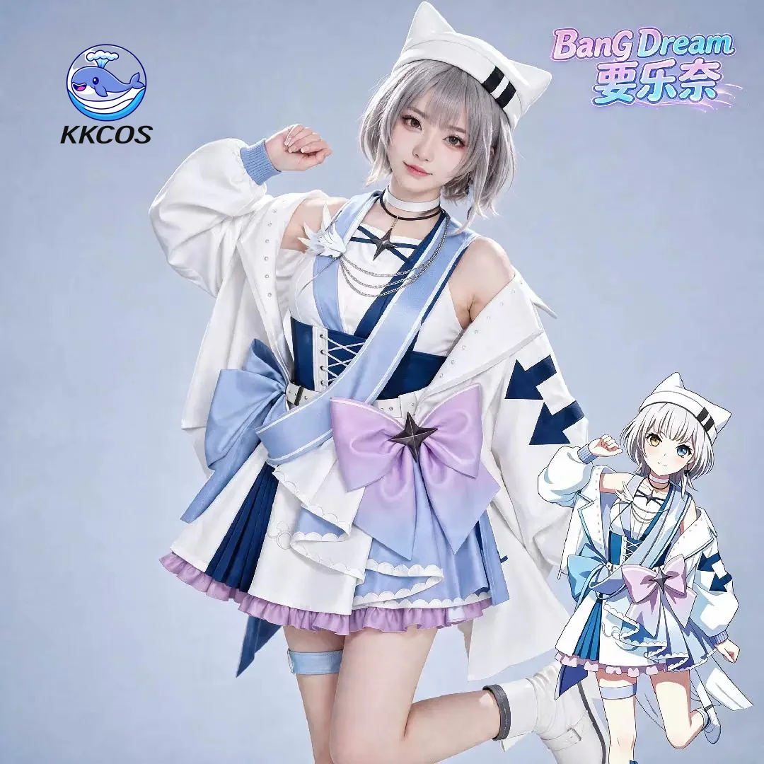 Фото KKCos BanG Dream! МойГо! Костюм для косплея Раны Канаме, полный комплект, новое бело-фиолетовое платье для Хэллоуина и вечеринок. №2