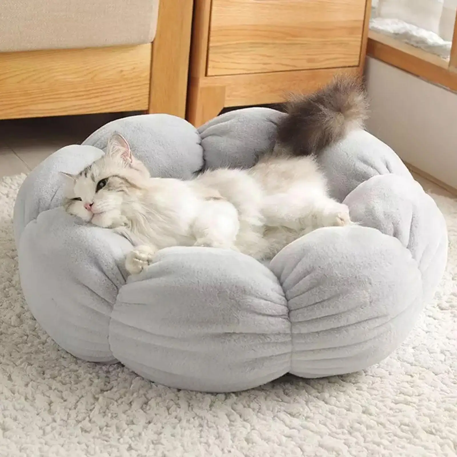 

Round Flower Shape Dog Bed Plush Dog Bed Thickened Warm Dog Cushion Soft Kennel Pet Mattress For Dog Pet Sleeping Bed Y4p6