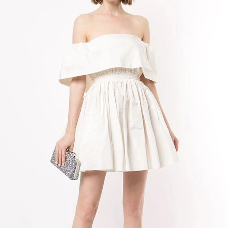 

Женское белое элегантное платье, винтажное облегающее платье с воротником-лодочкой и коротким рукавом, роскошный дизайн, лето 2023