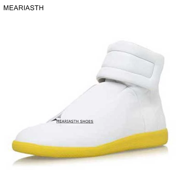 

Кроссовки мужские высокие кожаные, уличная удобная повседневная обувь, Нескользящие дышащие, белые